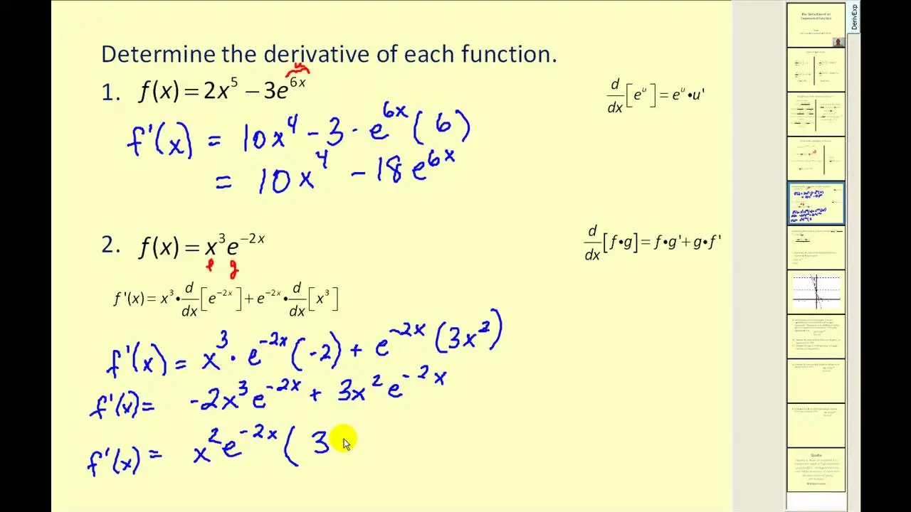 Finding the derivative of a power function