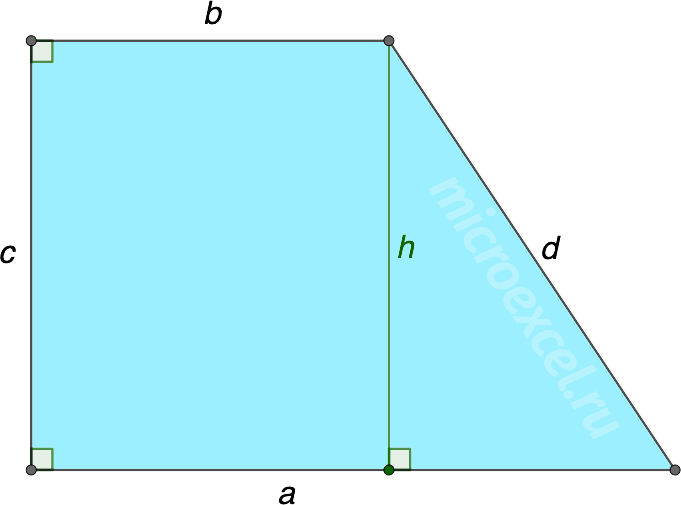 Finding the height of a rectangular trapezoid