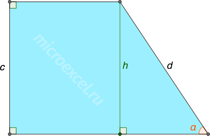 Finding the height of a rectangular trapezoid
