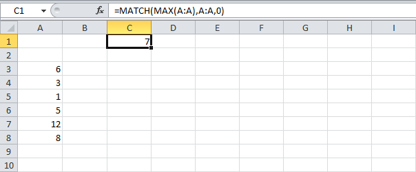 Finding the maximum value in a column in Excel