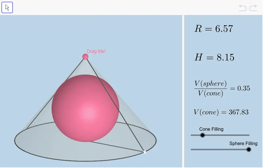 Finding the radius / area / volume of a ball (sphere) inscribed in a cone