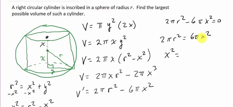 Hitta radien/arean/volymen för en sfär (kula) omskriven runt en cylinder