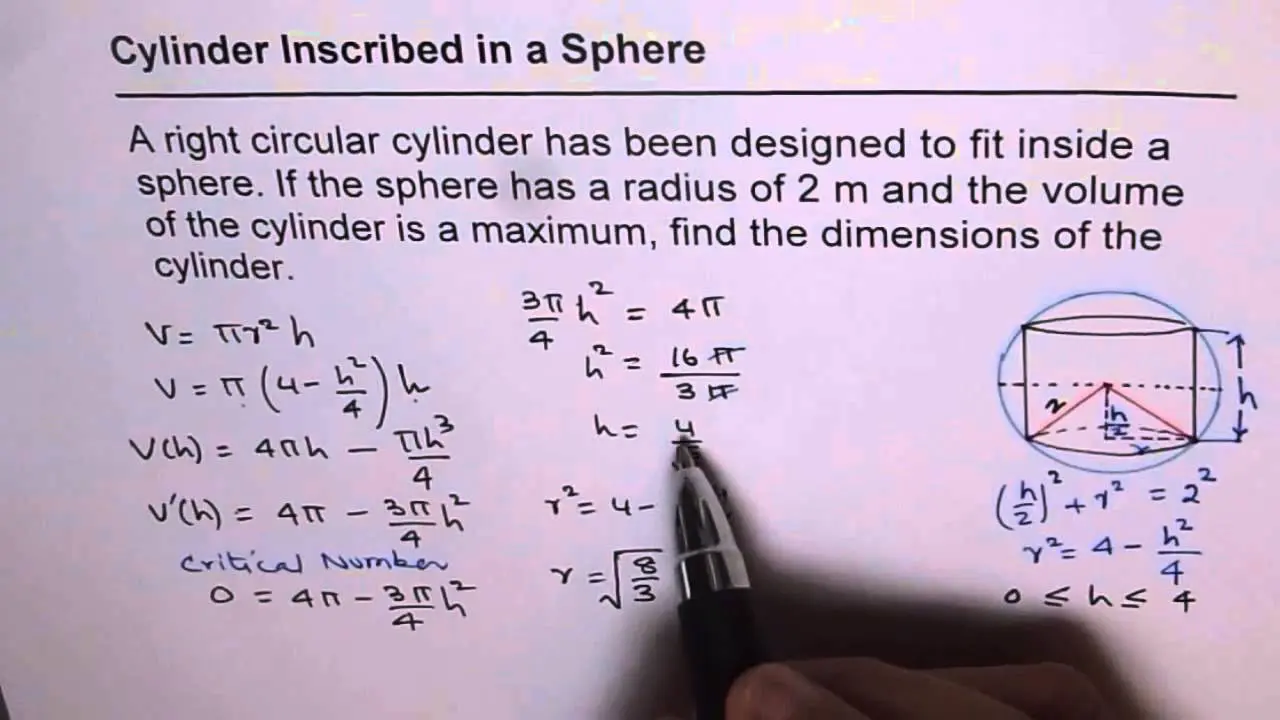 Finding the radius of a ball (sphere) inscribed in a cylinder