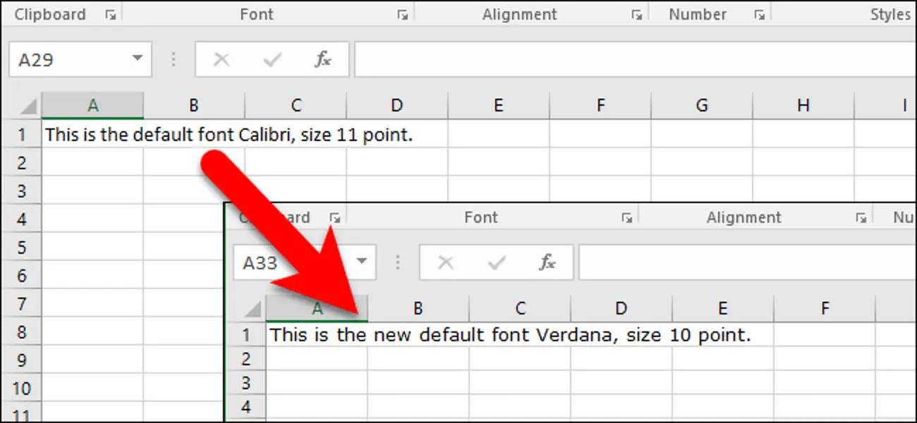 Font setting in Excel