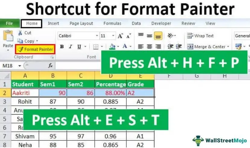 Format Painter &#8211; Hotkeys in Excel