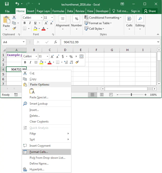 Formatting cells in Excel