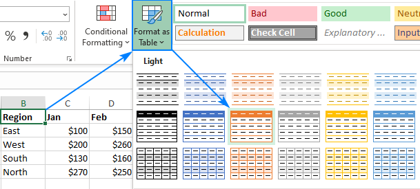 Formatimi i tabelave në Excel. Si të formatoni tabelat - Udhëzues hap pas hapi