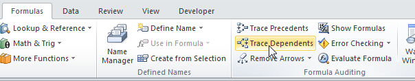 Formula dependencies in Excel