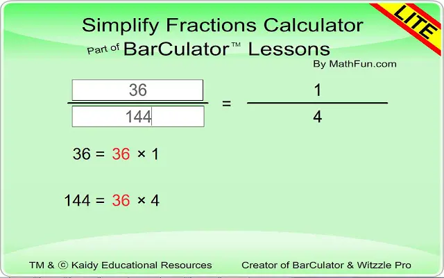 Fraction reduction calculator