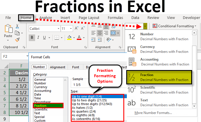 Fractions in Excel