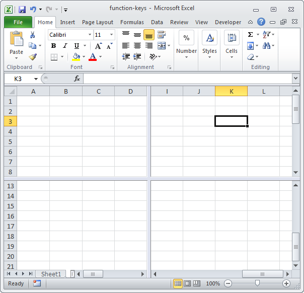 Function keys in Excel