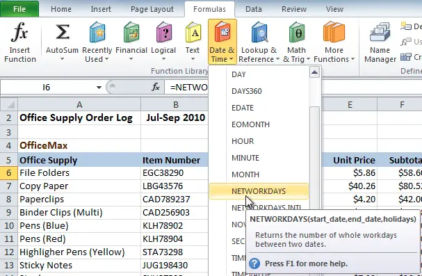 Function Library in Excel