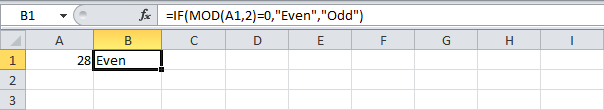 Functions EVEN and ODD in Excel