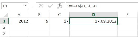 Functions to create and display dates and times in Excel