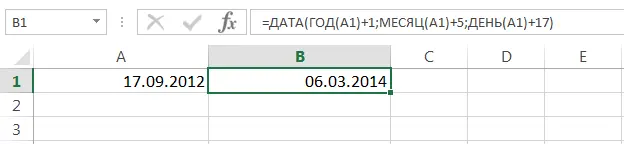 Functions to create and display dates and times in Excel