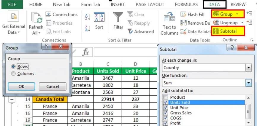 Групоўка і разгрупоўка дадзеных у Excel. Пакрокавая інструкцыя з фота