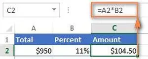 Growth as a percentage - formula in Excel