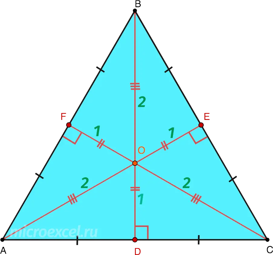 Height properties of an equilateral triangle