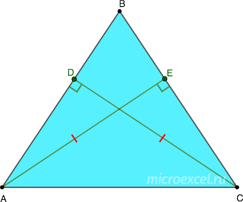 Height properties of an isosceles triangle