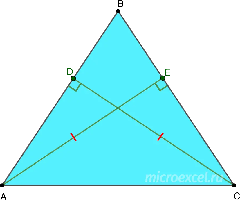 Height properties of an isosceles triangle