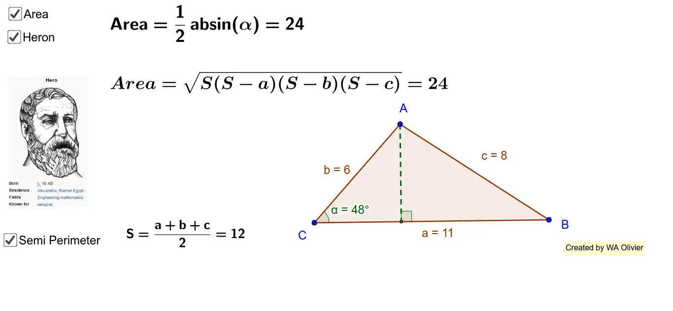 Heron&#8217;s formula for a triangle