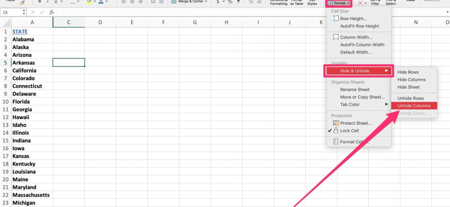 Sél Disumputkeun dina Excel - 5 Cara pikeun Témbongkeun Sél Disumputkeun dina Excel