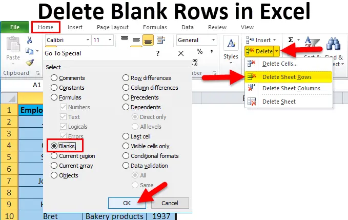 How can I delete all empty rows in Excel automatically