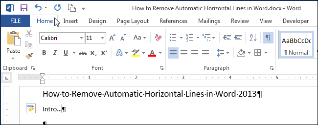 How not to insert automatically generated horizontal lines in Word