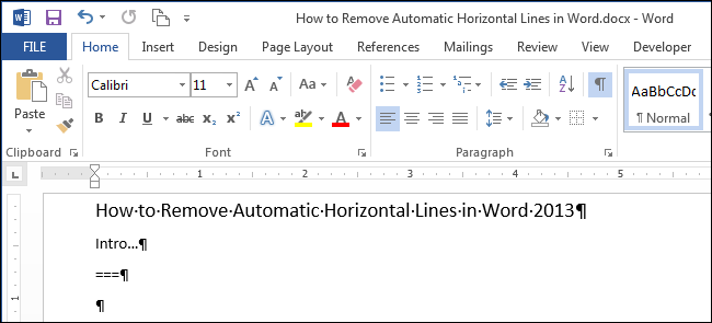 How not to insert automatically generated horizontal lines in Word