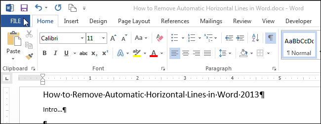 How not to insert automatically generated horizontal lines in Word