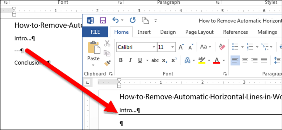 How not to insert automatically generated horizontal lines in Word