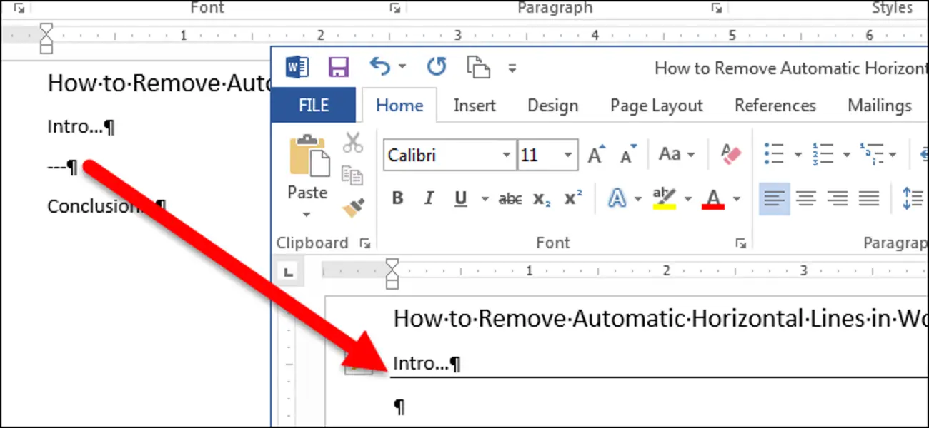 How not to insert automatically generated horizontal lines in Word