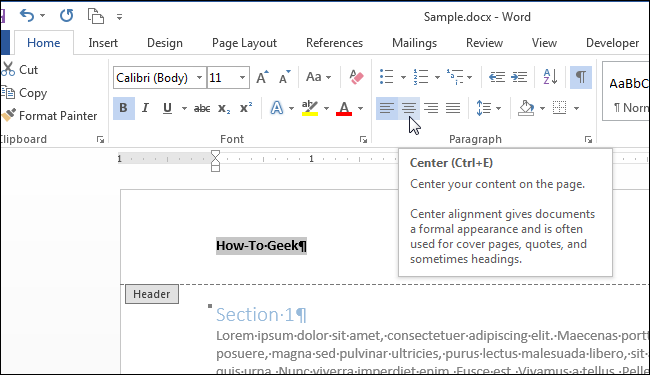 How to add a header or footer to a Word document