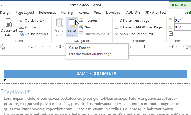 How to add a header or footer to a Word document