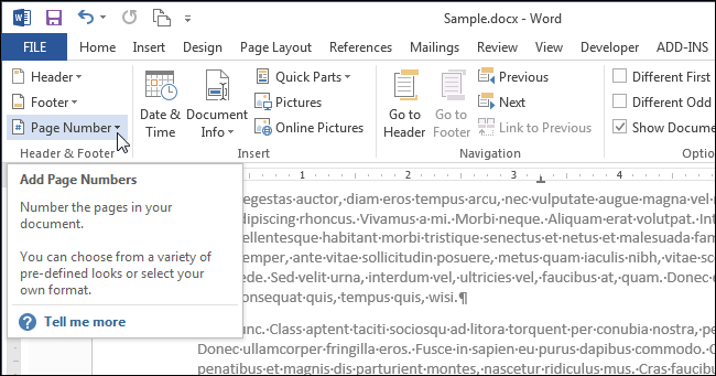 How to add a header or footer to a Word document