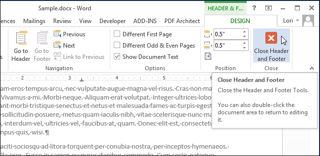 How to add a header or footer to a Word document