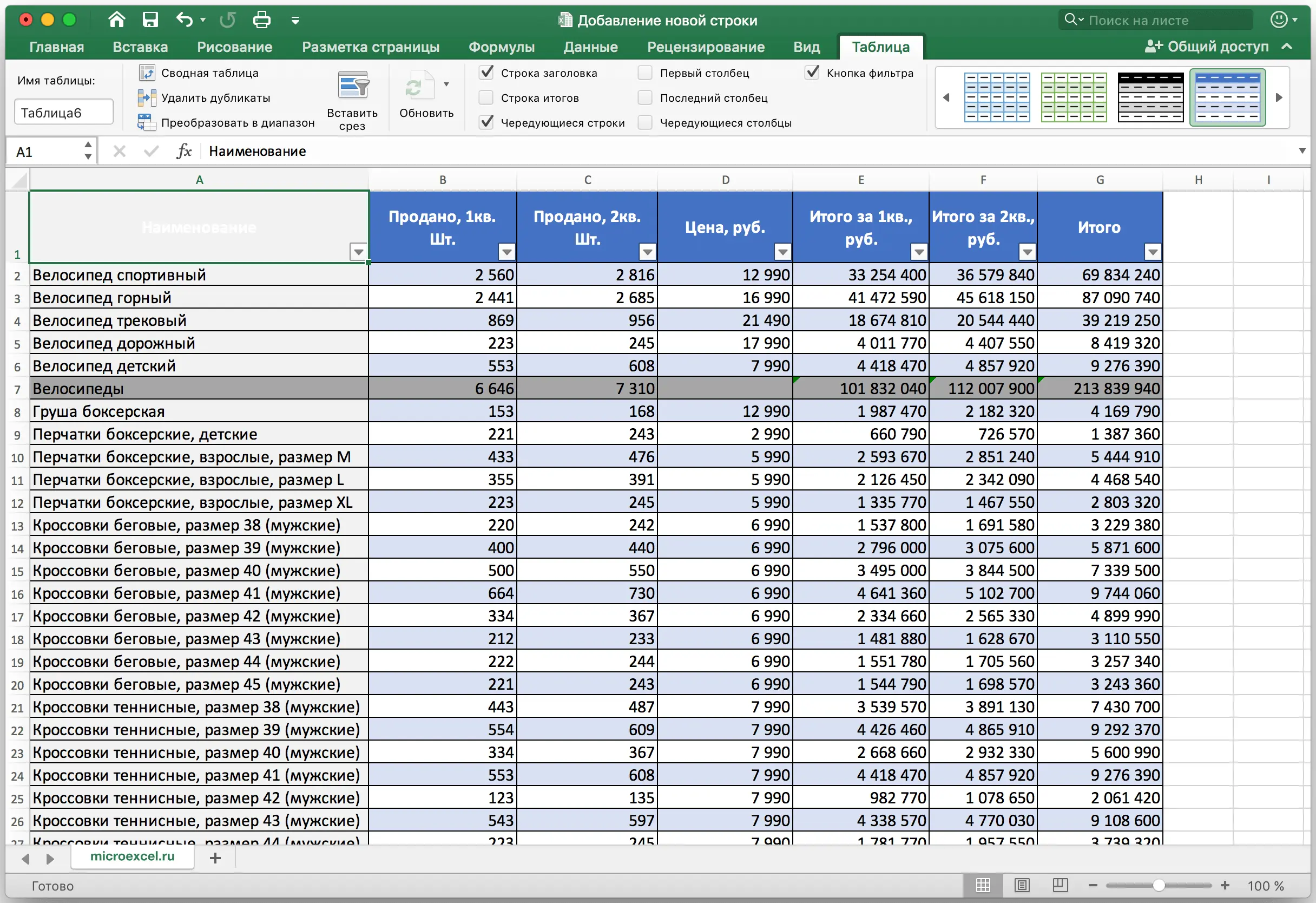 How to add a new row in Excel