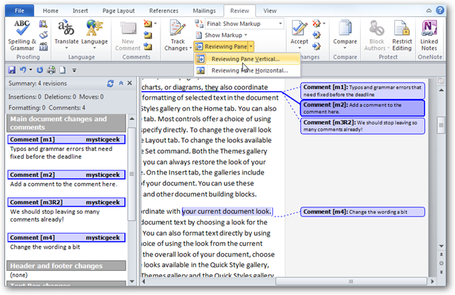 How to add a note in Word 2010