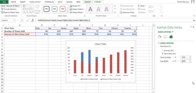 How to add a secondary axis to a chart in Excel