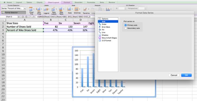 How to add a secondary axis to a chart in Excel