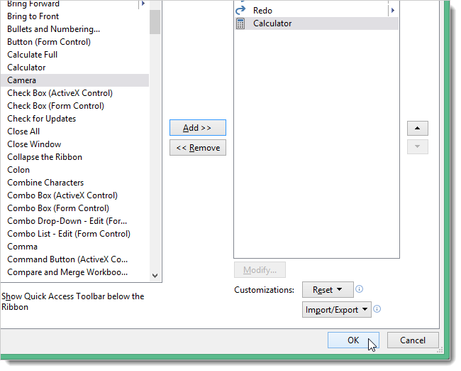 How to Add a Windows Calculator to the Quick Access Toolbar in Excel 2013