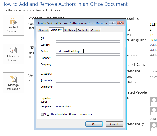 How to add and remove document authors in Microsoft Office