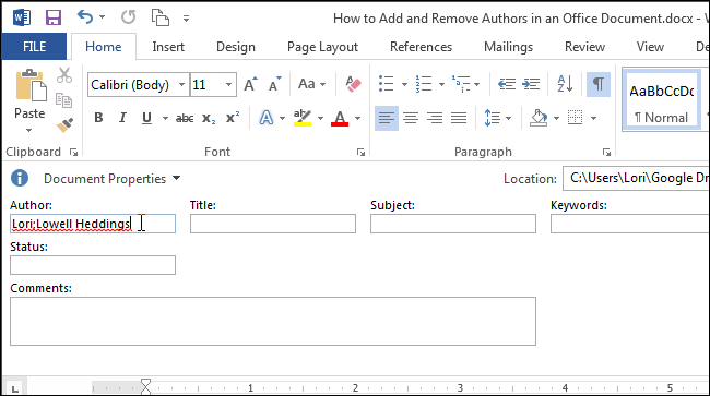 How to add and remove document authors in Microsoft Office