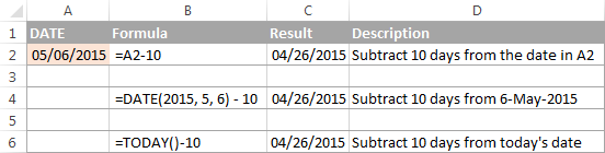 How to add and subtract dates, days, weeks, months and years in Excel