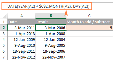 How to add and subtract dates, days, weeks, months and years in Excel