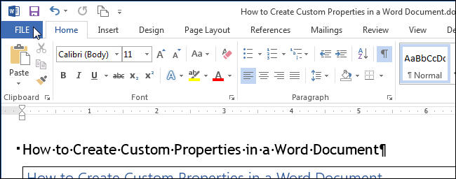 How to add custom properties to a Word document