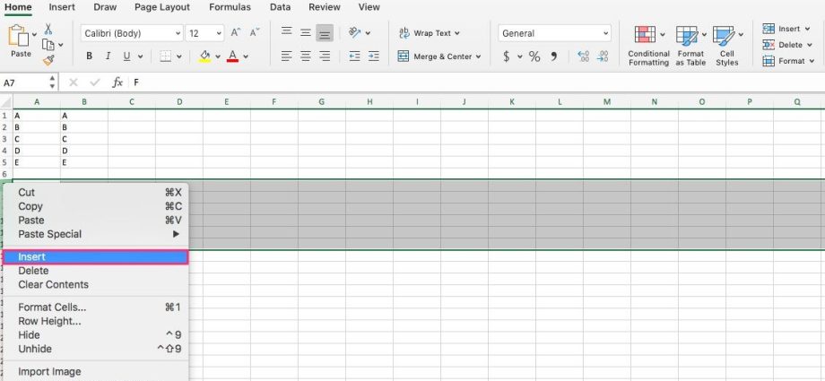 Excel бағдарламасында бірден бірнеше жолды қалай қосуға болады