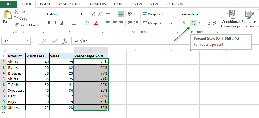 How To Add Percentages To A Number In Excel Formula Manual Adding To 