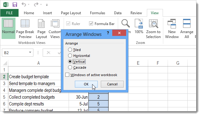 How to arrange Excel 2013 files side by side in different windows