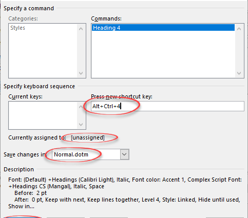 How to assign a keyboard shortcut to apply a style in Word